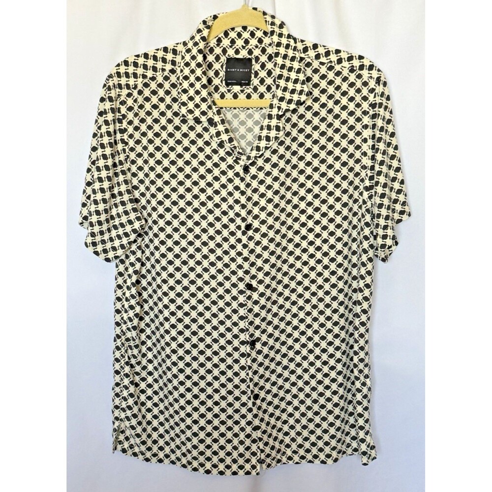 Ricky and Micky Mens Short Sleeve Button Down Shirt Size Large